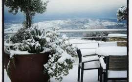 Snow show in Panayia Wine Country